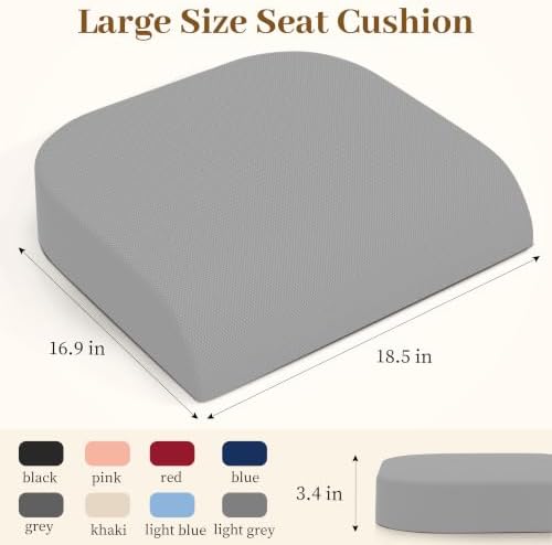 TranquilRelax XL Memory Foam Seat Cushion for Office Chair, 3.35-Inch, Light Gray - Image 2