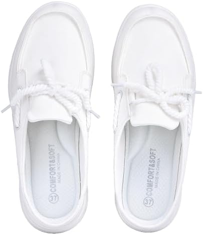 Buyrew Mules for Women with Arch Support - Lightweight Washed Cotton Sneaker Mules - Breathable Walking Flats, Comfortable Slip On Shoes for Business Casual, Office, Travel by Buyrew