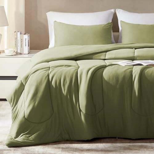 SLEEP ZONE Jersey Knit 2 Pieces Comforter Set, Twin/Twin XL Bedding Set for Kids, Children, College Dorm, Breathable and and Fluffy, All Season use (Green, Twin/Twin XL) by SLEEPZONELIFE
