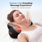 Shiatsu Neck Massager Pillow with Massage, Heat & Traction, Cordless, Black - Image 2