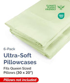 Queen Pillow Cases - 6 Pack Pillowcase Covers, 20" x 30" - Light Sage Green - Image 2