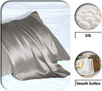 Suatien Mulberry Silk Pillow Cases 2 Pack King Size, Gray - Image 2