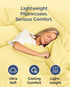 King Standard Pillow Cases - 6 Pack Pillowcase Covers - 20" x 36" (Yellow) - Image 3