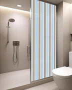 Window Privacy Film Frosted, Light Brown Blue Striped Static Cling Door Window Covering, Modern Farmhouse Vertical Stripes UV Blocking Windows Film for Office, Hotel, Bedroom, 29.5 x 78.7 Inches - Image 3