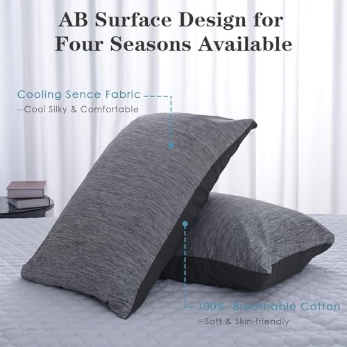 CHOSHOME Cooling Pillow Cases Zipper Pillow Covers Q-Max > 0.45 Zippered Pillowcases for Hot Sleepers, Soft, Breathable, Skin-Friendly, 4 Pack (Queen, 20"x30", Black) - Image 2