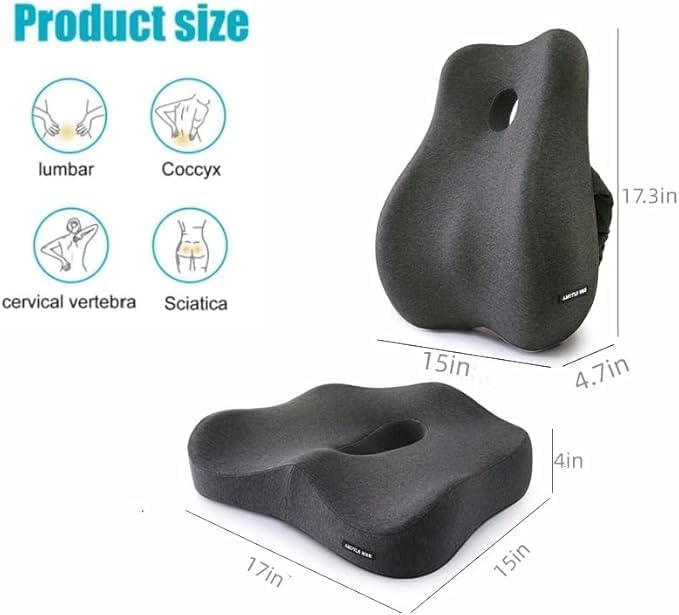 Coccyx Seat Cushion, Sciatica Pain Relief Tailbone Cushion for Office Chair, Car Seat, and Home Seat, Office Chair Cushions for Back and Butt(Dark Grey) - Image 3