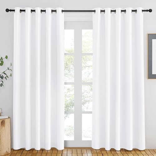 NICETOWN White Room Darkening Curtain 84 inches Long - Grommet Window Treatment Thermal Curtain Sound Reducing Light Blocking Drape for Bedroom/Living Room (1 Panel, W66 x L84) by NICETOWN