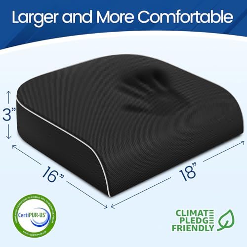 SweetSlubr Memory Foam Seat Cushion, Office Chair Cushion, 3-Inch, Large - Image 2