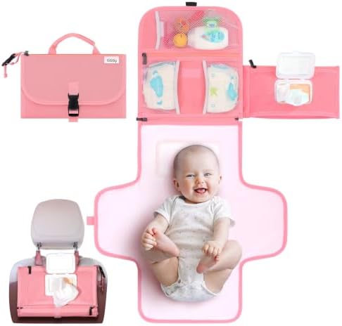 Kopi Baby Portable Diaper Changing Pad with Wipes Pocket, Premium Pink by KOPIBABY