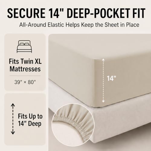 CozyLux Twin XL Comforter Set Beige - 5 Pieces Twin XL Bed in a Bag - Image 5