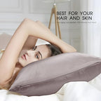 100% Mulberry Silk Pillowcase for Hair and Skin,Both Sides Natural Silk Bed Pillow Case with Hidden Zipper,19 Momme Grade 6A,1pc,Taupe,Standard Size 20x26 Inches - Image 3
