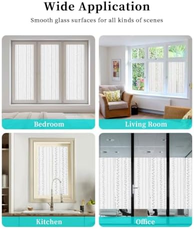 Window Privacy Film Frosted, Modern Minimalist Non-Adhesive Static Cling Window Tint, Rustic Leaves Vertical Stripes Gray Insulated Windows Frosted Films for Living Room, 35.4 x 78.7 Inches - Image 7