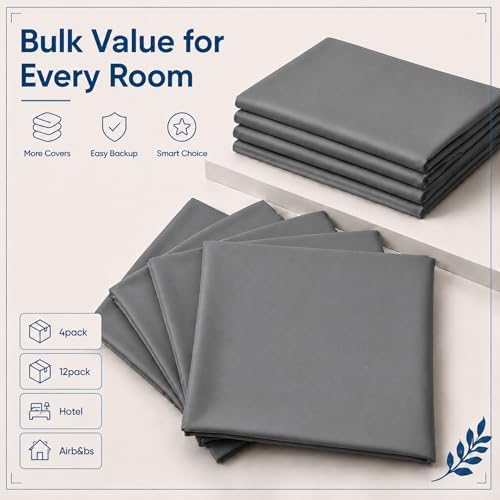 ZPECC Bulk Grey Pillow Cases Standard Size 24 Pack with Envelope Closure - Image 4