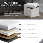 Ornavo Home Small Square Storage Ottoman, Set of 2, 12x12x12, White - Image 4