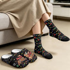 Jeiento Winter Fuzzy Slipper and Crew Socks Warm Winter Shoes Lightweight Soft Cushion House Slipper Bedroom Shoes - Image 3