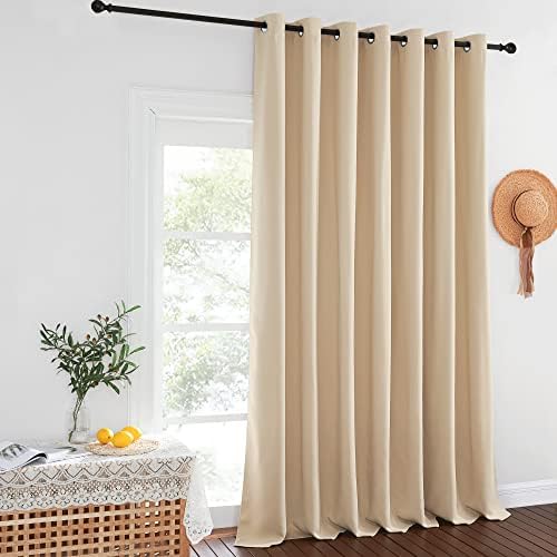 NICETOWN Sliding Door Curtain for Living Room, Grommet Blackout Patio Door Curtain Privacy Thermal Insulated Window Treatment for French, Biscotti Beige, W100 x L144, 1 Panel - Image 2