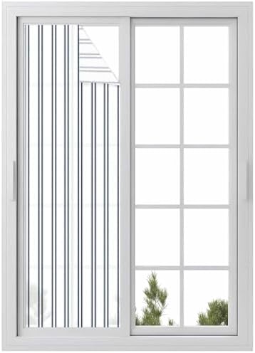 Window Privacy Film Frosted, Navy Blue Striped Reusable Static Cling Window Tints, Modern Vertical Stripes Minimalist Heat Control Windows Films for Offices, Balcony, 29.5 x 118 Inches by Unknown