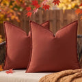 decorUhome Outdoor Waterproof Faux Linen Throw Pillow Covers 22x22 Set of 2 by decorUhome