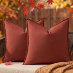 decorUhome Outdoor Waterproof Faux Linen Throw Pillow Covers 22x22 Set of 2 by decorUhome