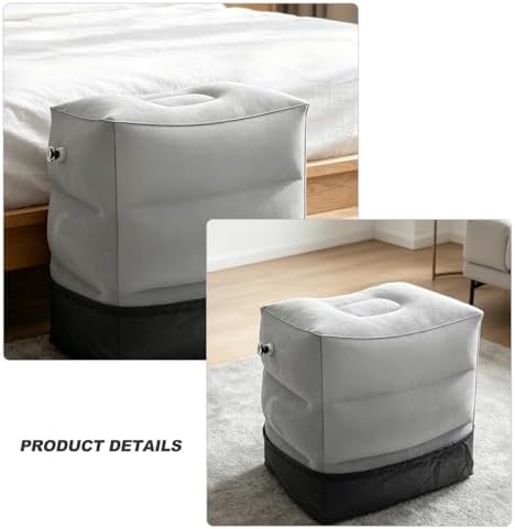 2 Sets Inflatable Travel Foot Rest Pillow for Airplane and Train Use with Foldable Design, Laminated Flocking Material, Ergonomic Ultraportable Foot Stool for Family Air Travel - Image 3