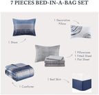 Madison Park Essentials Twin Comforter Set, Bed in a Bag, Watercolor Print Coastal Comforter & Chambray Cotton Sheet Set, All Season Bedding Set, Saben, Navy Twin (68 in x 86 in) 7 Piece - Image 6