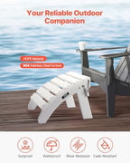 VEVOR Adirondack Ottoman, 17.7L x 19.7W x 13.8H Inch HDPE Plastic Folding Adirondack Ottoman, Weather-Resistant Foot Rest for Adirondack Chair, Widely Used for Outside Porch Pool Lawn Backyard, White - Image 2