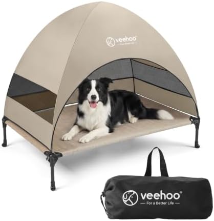 Veehoo Outdoor Dog Bed with Canopy, Cooling Elevated Dog Shade for Outside by Veehoo