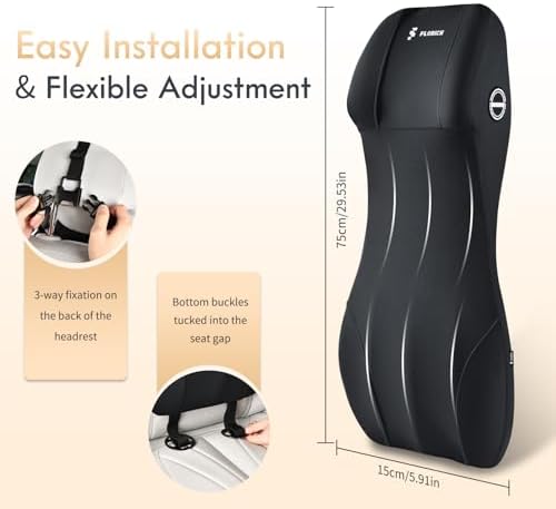FLORICH Lumbar Support with Car Headrest Pillow 2-in-1 Memory Foam Car Seat Headrest & Lumbar Cushion Ergonomic Back Support Pillow Seat Cushion for Car Seat Driving Neck Back Pain Relief, Black - Image 6