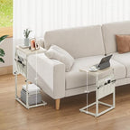 Vagusicc C Shaped End Table, 32'' Tall Side Table for Couch, Adjustable Height Small Couch Side Table for Small Spaces, End Table Slide Under Sofa Table TV Tray Table Arm Table for Living Room - Image 7