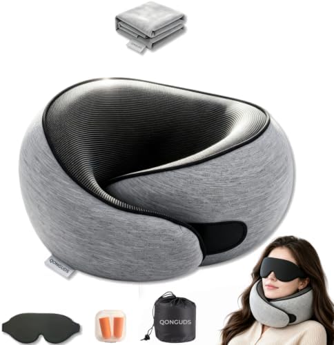 Memory Foam Travel Pillow for Airplanes, 360° Ergonomic Neck Support Pillow by Unknown