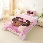 Erosebridal Pink Black Girls Toddler Bedding Set Magical African American Comforter Set for Nursery Afro Little Girls Comforter Cute Room Decor Melanin Bedroom Decor (1 Comforter, 1 Pillowcase) - Image 3
