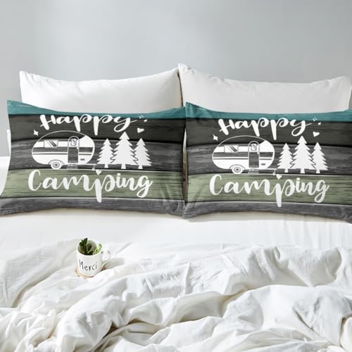 Castle Fairy Camper Travel Trailers Decorations,Rustic Farmhouse Style Duvet Cover for Kids Boys Girls Teens,Pine Tree Drawing Design Bedroom Decor Comforter Cover Full(No Filler) - Image 5