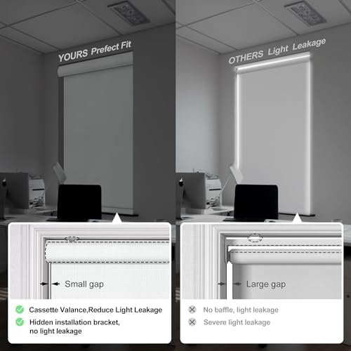 Boolegon Blackout Roller Shades for Windows, White, 33" W x 36" H - Image 4