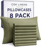Queen Pillow Cases - 8 Pack Soft Pillowcase Covers - 20" x 30" (Sage Green) by CGKUnlimited