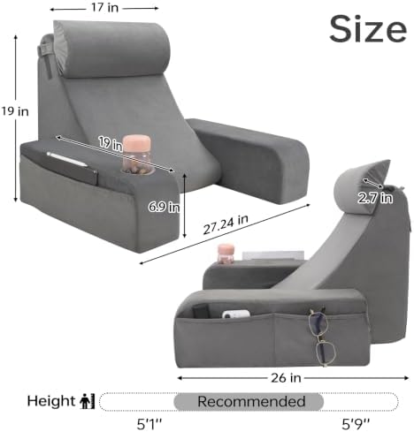 ENITYA 19" Reading Pillow for Bed with Firm Back Support & Big Pockets - Image 2