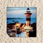 3dRose Harbour Town Lighthouse at Hilton Head Island at Dusk Picnic Blanket - Image 2