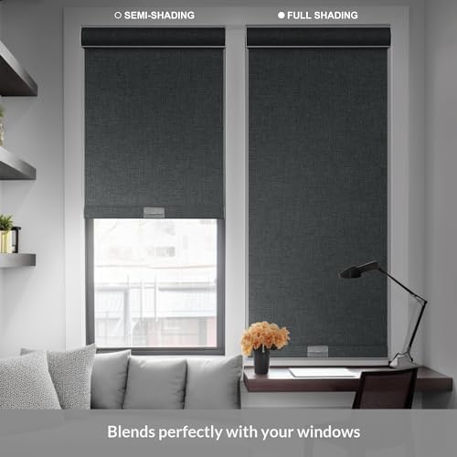Boolegon Blackout Roller Shades for Windows, Grey, 34" W x 48" H - Image 2