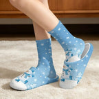 Jeiento Winter Fuzzy Slipper and Crew Socks for Women,Adult Slip-on Close Toe House Slipper,Flat Comfort home Slides - Image 2