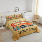 Erosebridal Camper Car Bedding Set Twin Happy Camping Comforter Set,Cute Rustic Farmhouse Floral Comforter for Kids Boys Girls Adults Retro Travel Camping Quilt Duvet Sets 1 Pillow Case RV Decor - Image 2