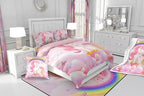 Erosebridal Unicorn Girls Bedding Set King Size Cute Rainbow Unicorn Comforter Set Kids Cartoon Kawaii Cute Duvet Set Pink Unicorn Quilt Stars Fantasy Girls Room Decor Teens Children Reversible - Image 6