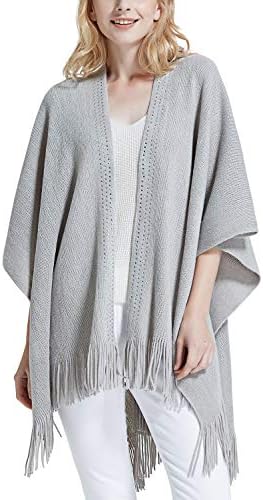 Moss Rose Women's Travel Plaid Shawl Wrap Open Front Poncho Cape for Fall Winter by MossRose