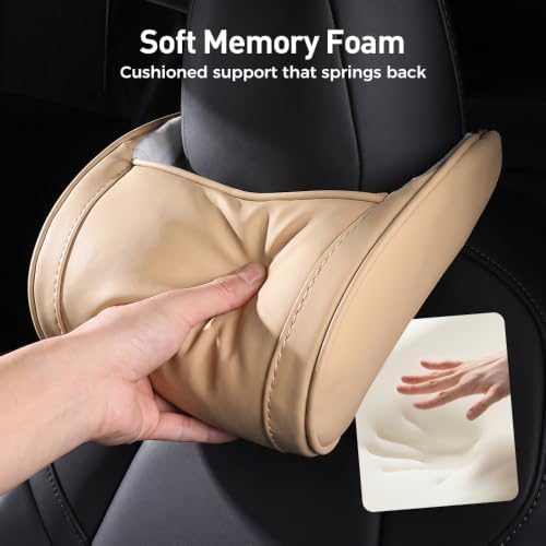 Universal Memory Foam Car Headrest Neck Pillow, Brown, 2 - Image 4