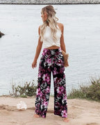 Angerella Womens Elastic High Waisted Palazzo Pants Casual Wide Leg Long Lounge Pant Trousers with Pocket - Image 2