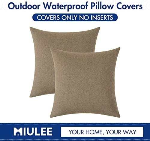 MIULEE Decorative Outdoor Pillow Covers Euro Waterproof 22x22 Khaki - Image 6
