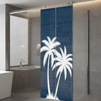 Window Privacy Film Frosted, Navy Blue Palm Trees Static Cling Door Window Covering, Summer Coastal Tropical Botanical UV Blocking Windows Film for Office, Hotel, Bedroom, 29.5 x 78.7 Inches - Image 5
