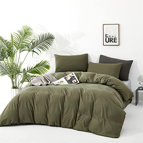 Luxlovery Olive Green Comforter Set Queen Army Green Bedding Comforter Set Blanket Quilts Avocado Breathable Soft Minimalist Comforters Set for Women Men - Image 2