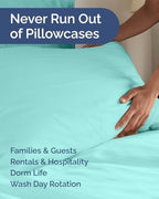 Standard Pillow Cases - 6 Pack Pillowcase Covers - 20" x 26" (Spa Blue) - Image 5