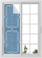 Window Privacy Film Frosted, Denim Blue Botanical Reusable Static Cling Window Tints, Vintage Florals Geometric Minimalist Heat Control Windows Films for Offices, Balcony, 29.5 x 118 Inches by Unknown
