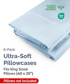 King Pillow Cases - 10 Pack Soft Pillowcase Covers - 20" x 40" (Sky Blue) - Image 2