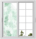 Window Privacy Film Frosted, Light Green Botanical Static Cling Door Window Covering, Summer Palm Leaves Foliage Tropical UV Blocking Windows Film for Office, Hotel, Bedroom, 29.5 x 78.7 Inches by Unknown